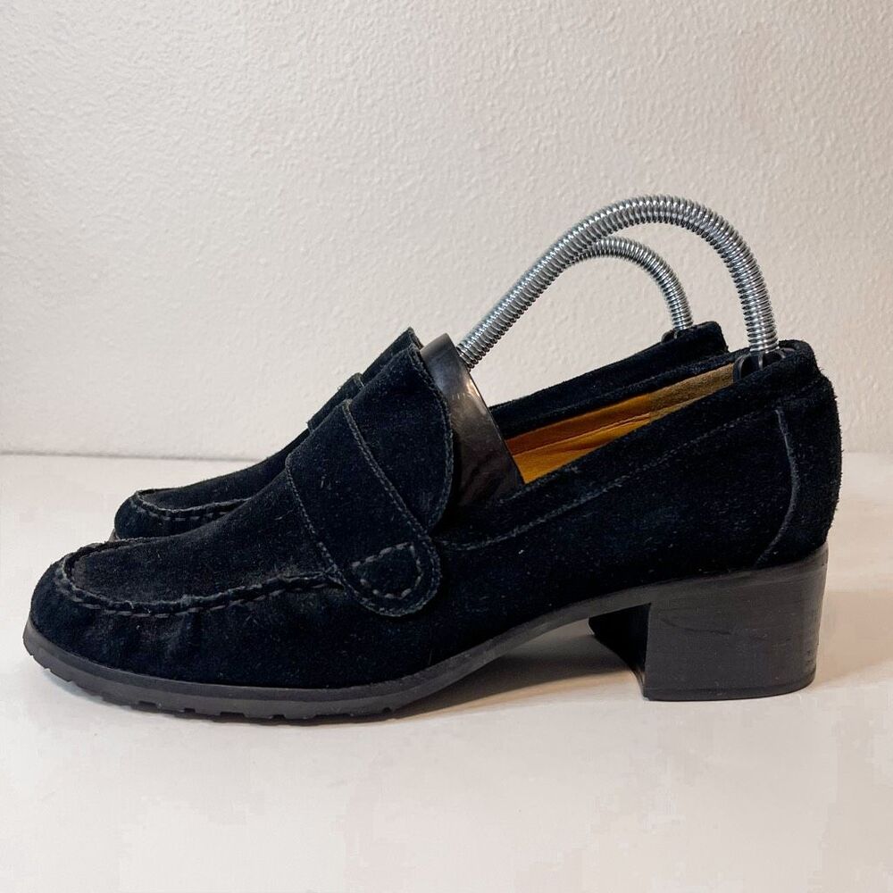 Cole Haan NikeAir Black Suede Heeled Loafers Size 9‎